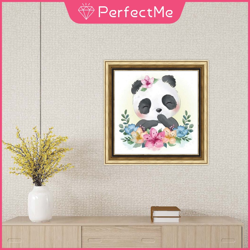 Bộ tranh đính đá 5D tự làm hình gấu trúc 30*30cm