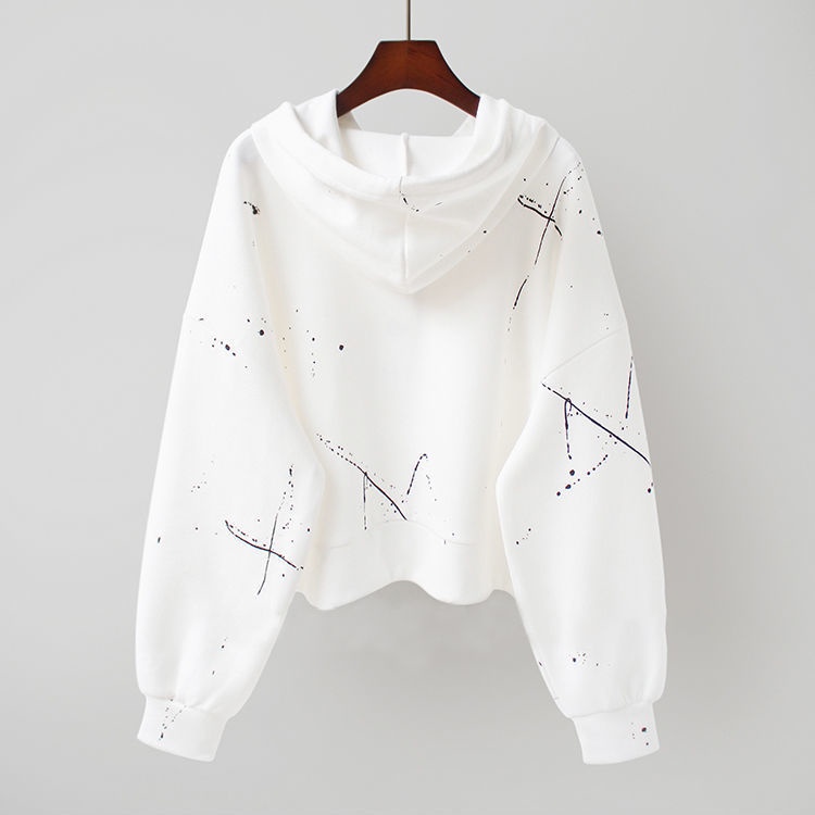 Áo Hoodie Lửng Tay Dài Dáng Rộng In Hình Thời Trang Mùa Thu Phong Cách Hàn Quốc Cho Nữ