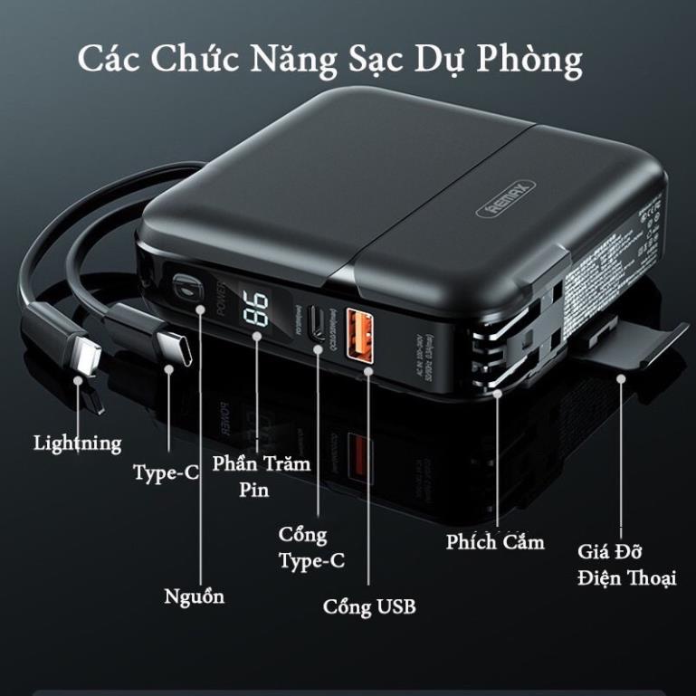 Pin sạc dự phòng remax RPP-20/ RPP-145 15000mah sạc không dây và có dây lighting typeC sạc nhanh 20W