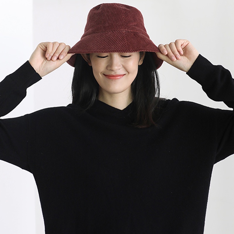 Mũ Bucket Nhung Màu Trơn Thời Trang Biển Mùa Hè