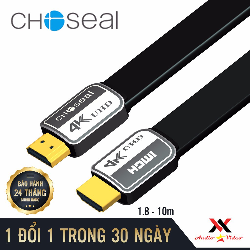 【Chính hãngDây Cáp loại dẹt 1,8m,3m,5m,10m HDMI Choseal 2.0/4K Cao Cấp tốc độ cao,mạ vàng,dùng cho tivi, tính,chơi game