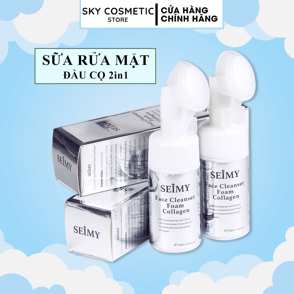 Sữa rửa mặt đầu cọ tạo bọt Seimy - thiết kế tiện lợi 2 trong 1