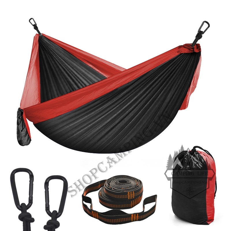 Võng phượt dã ngoại cắm trại du lịch câu cá gọn nhẹ,Võng Hammock kèm dây và móc chuyên dụng