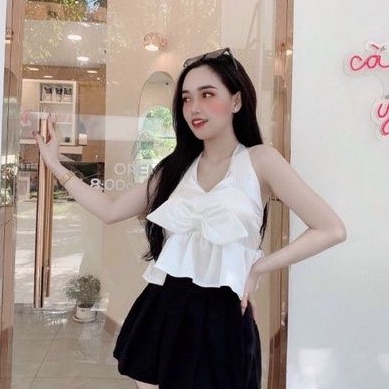 Áo phi lụa hở lưng cổ gài sexy (Có sẵn mod )