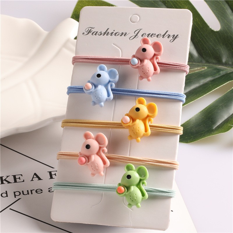 Set 5 Chun Cột Tóc Kiểu Dáng Hoạt Hình Cho Bé