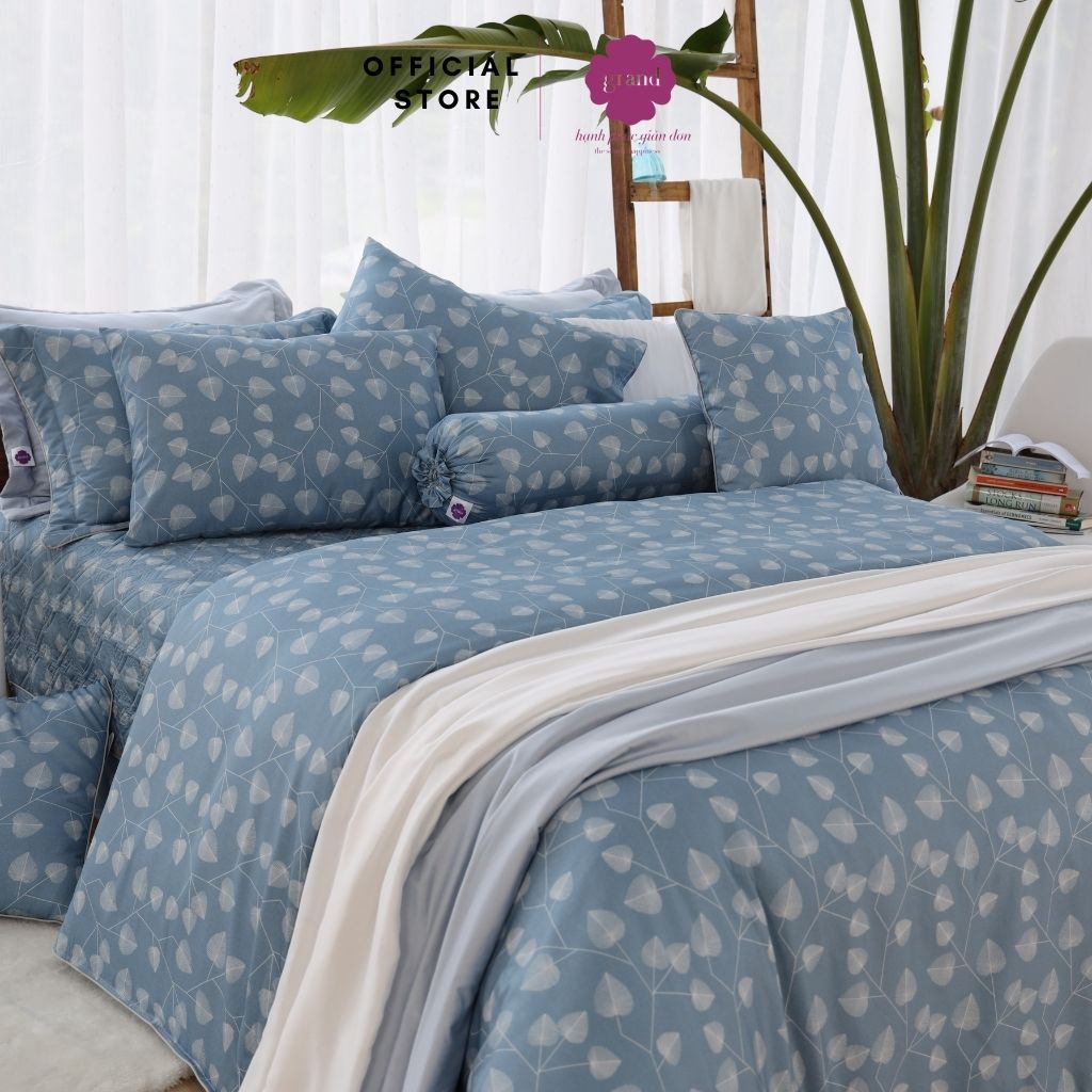 Vỏ gối ôm 100% cotton lụa sateen, tơ thiên nhiên Hàn Quốc by GRAND, hoạ tiết hoa văn hiện đại, trang nhã