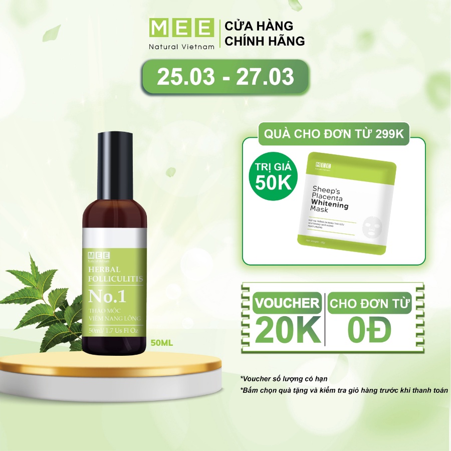 Xịt viêm nang lông - Mee Natural - Thảo mộc thiên nhiên  làm dịu kích ứng, mẩn đỏ Herbal Folliculitis 50ml