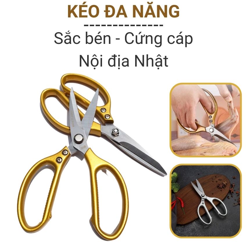 Kéo Nhật Bản SK5 đa năng cắt gà thịt siêu bền cán thép không gỉ chắc chắn, kéo cắt vải sắc bén tiện lợi Angola