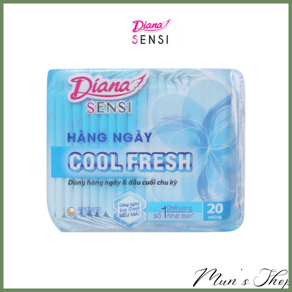 Băng vệ sinh Diana Sensi Cool Fresh - Xanh Dương - BVS Diana hàng ngày 20 Miếng