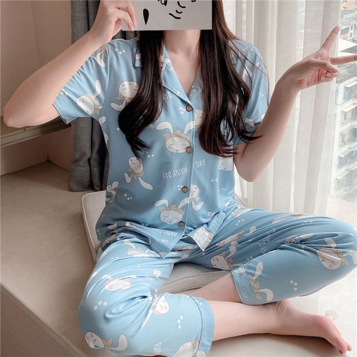 Bộ Đồ Ngủ Bông Ngắn Tay Gợi Cảm Cho Nữ