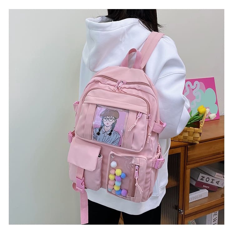 Balo Ulzzang Hàn Quốc Nam Nữ Thời Trang MYiHO Balo societ Giá Rẻ Cute Dễ Thương Basic BL02