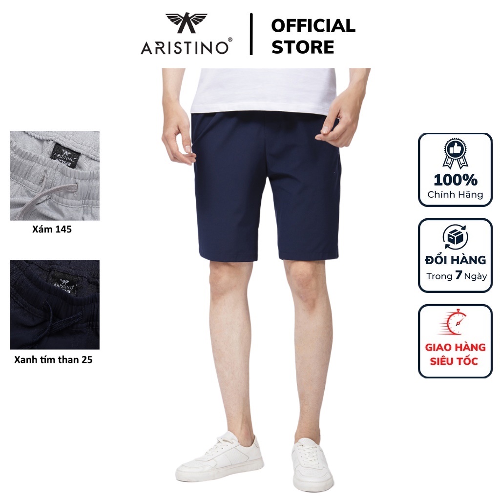 Quần short nam Aristino ASO046S2 sooc ngố đùi 2 màu lựa chọn dáng sóc thể thao suông vừa vải polyester cao cấp mềm mại