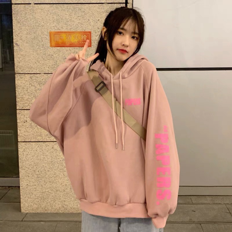 Áo hoodie nỉ bông unisex, Áo Thu Đông Dài Tay Form To Mặc Cặp Đôi Nam Nữ Hàng Quảng Châu