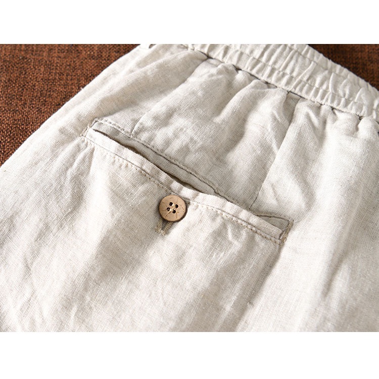 Quần Dài Vải Lanh Cotton Dáng Suông Rộng Co Giãn Màu Trơn Thời Trang Cho Nam
