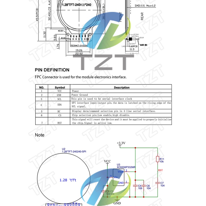 Mô Đun Màn Hình TFT 1.28 Inch TFT LCD RGB 240*240 GC9A01 Mã 240x240 PCB Cho Arduino