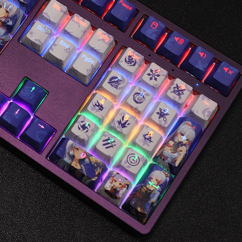 Kamisato Ayaka Keycap Cherry Profile Genshin Impact Chủ đề Anime ngoại vi PBT Thuốc nhuộm Thăng hoa Bàn phím cơ Truyền ánh sáng Keycap