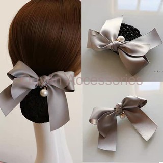 Kẹp búi nơ lụa đính đá