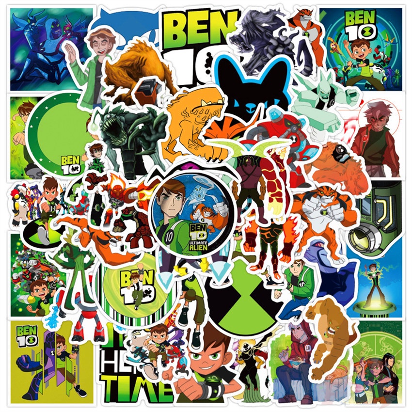 Set 50 miếng dán trang trí thủ công hình nhân vật Ben 10 độc đáo