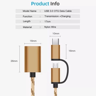 Cáp OTG 2 in 1 đầu Type C và đầu Micro
