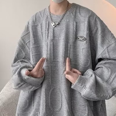 Áo Sweater Cổ Tròn Tay Dài Dáng Rộng Dập Nổi Chữ Thời Trang Mùa Thu Hàng Mới 2023 Dành Cho Bạn Nam