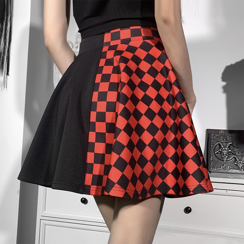 Chân Váy Chữ A Kẻ Sọc Caro Phong Cách Gothic Đường Phố Gợi Cảm Y2K Cho Nữ
