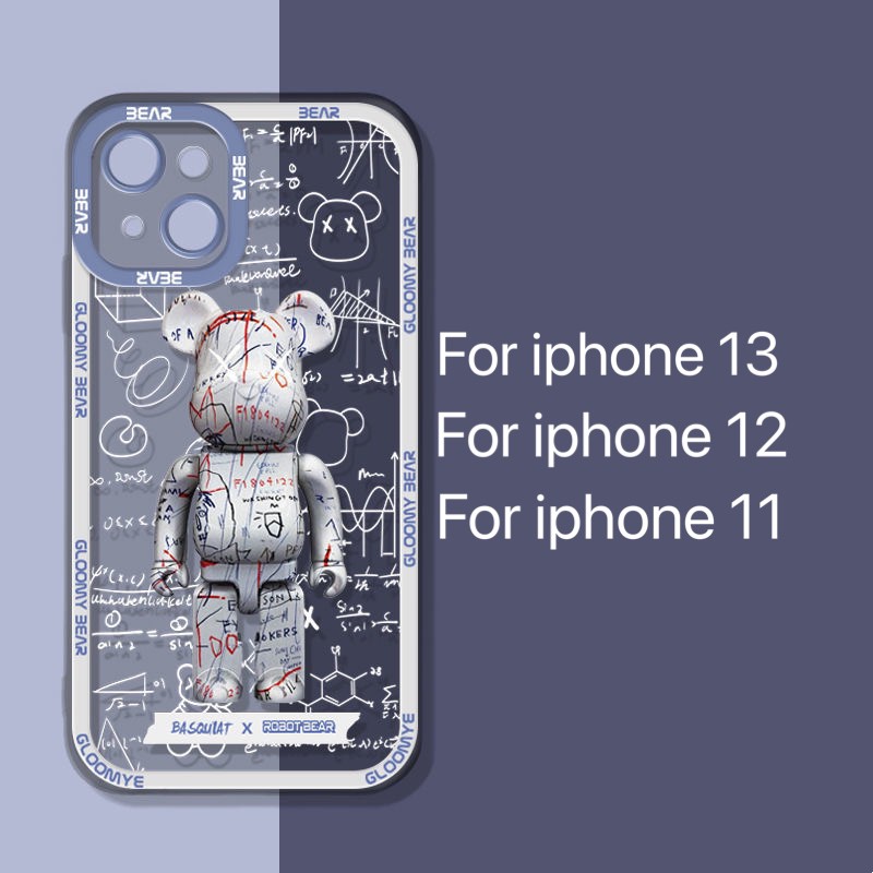 Luxury brand Bear brick Chemical equation Doodle bear phone cases for iphone 13 Pro Max i13 13pro 11 Pro Max i11 iX XS XR Xs MAX 7plus 8plus 7 PLUS 8 PLUS 12Pro 12 Pro Max Protective Back Cover