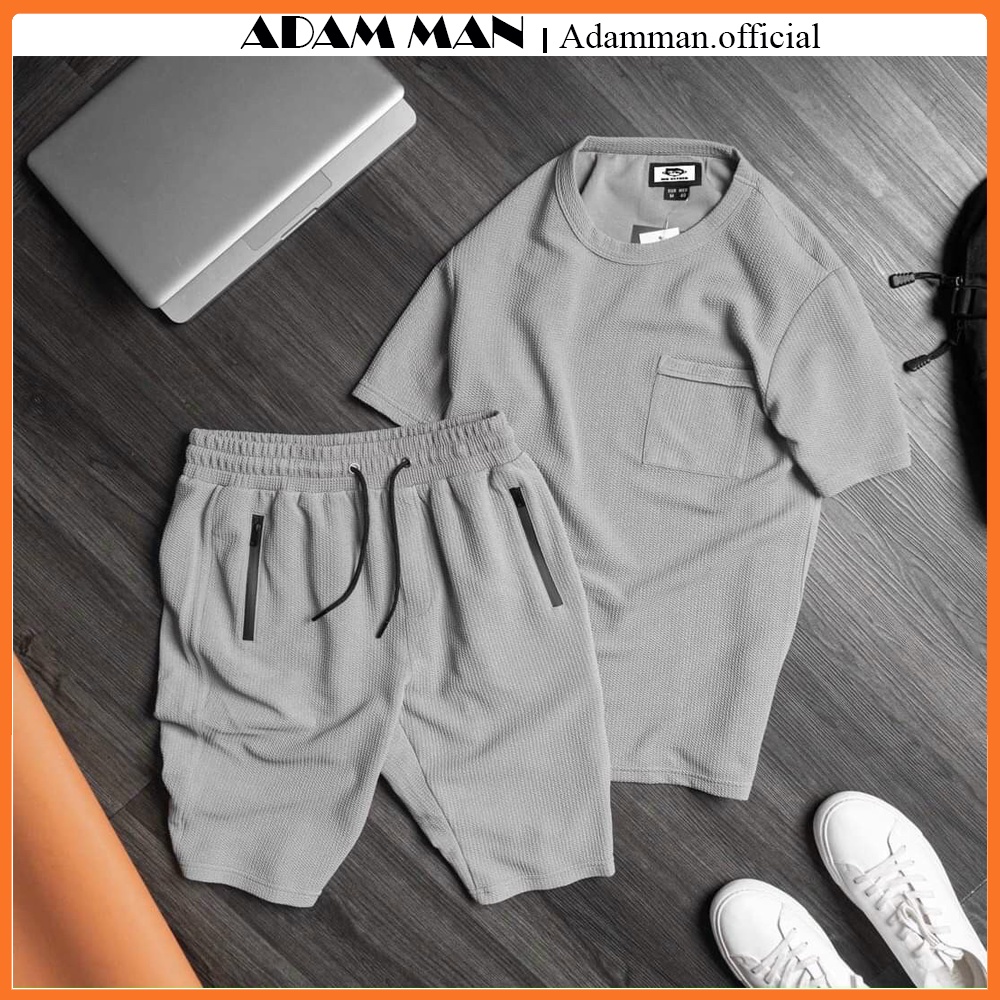 Bộ thể thao nam, bộ đồ quần áo nam mùa hè cộc tay, vải linen dày dặn, cap cấp co giãn 4 chiều - Adam Man