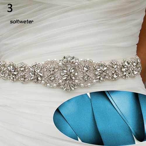Thắt Lưng Satin Đính Đá Lấp Lánh Dành Cho Cô Dâu