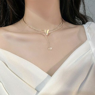 Vòng cổ choker bươm bướm hạt thả dài (DCCN78)
