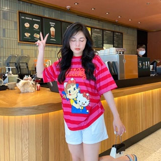 Set Đùi Áo Sọc Hồng Quần Sort Trắng 🍒