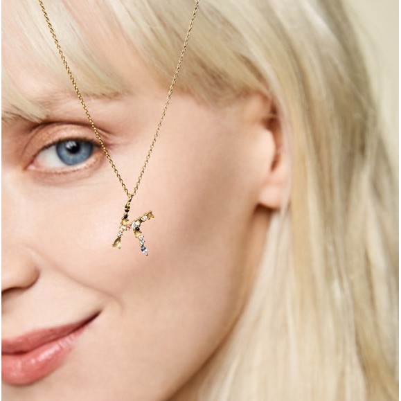 Dây chuyền bạc ý 925 mạ vàng 18k Chữ cái Tên - Cecy