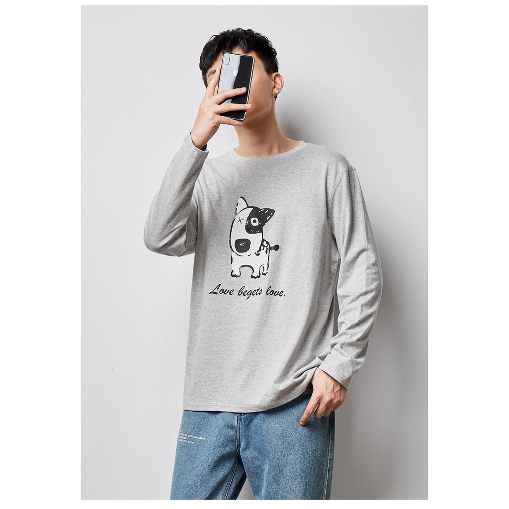 Áo thu đông dài tay nam nữ unissex thiết kế cổ tròn 2 màu đen trắng in hình basic ATH8 | BigBuy360 - bigbuy360.vn