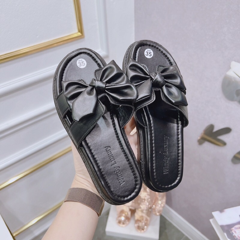 Dép bánh mì quai nơ to 4 cánh đế dày 2 phân đi êm cực kì