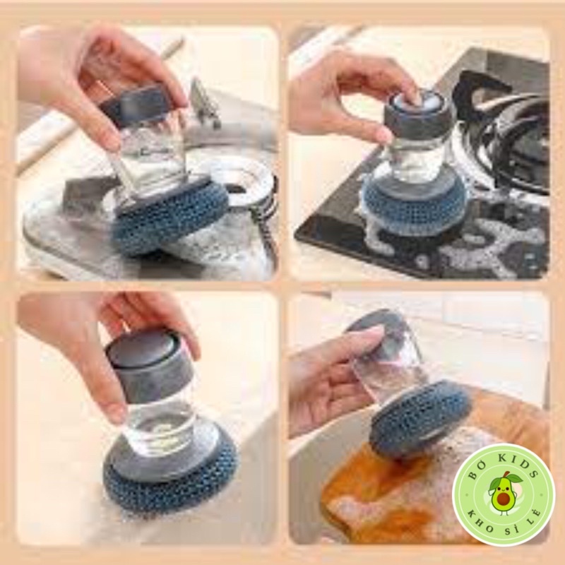 Dụng cụ cọ rửa đa năng, cọ xoong nồi, cọ bếp,Cọ Rửa Đa Năng Tự Động Nhả Chất Lỏng cọ rửa bát đĩa có bình chứa tiện lợi