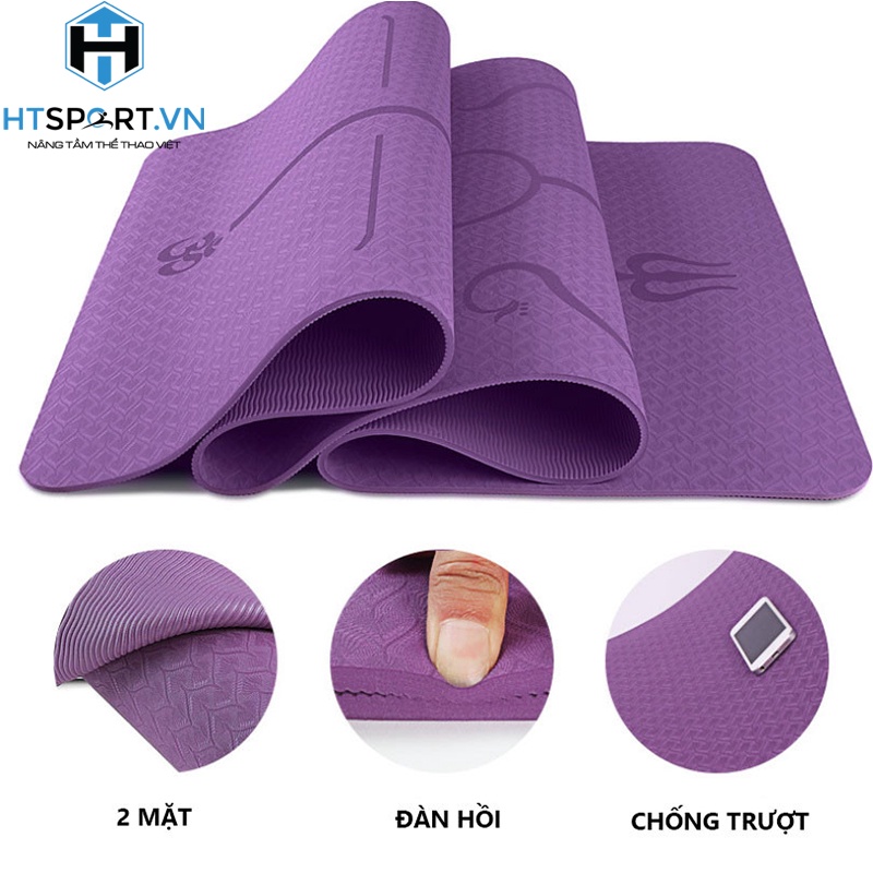 Thảm Yoga, Thảm Tập  Yoga Định Tuyến 8MM  TPE 2 Lớp, Chống Trượt Giá Rẻ