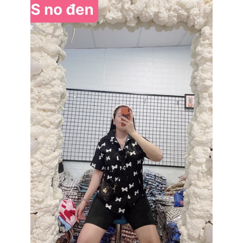 Áo Sơ Mi Nơ Tay Ngắn Bigsize Nữ Chất Vải Lụa Mặc Mát,Áo Sơ mi nữ dễ thương mã smht nơ