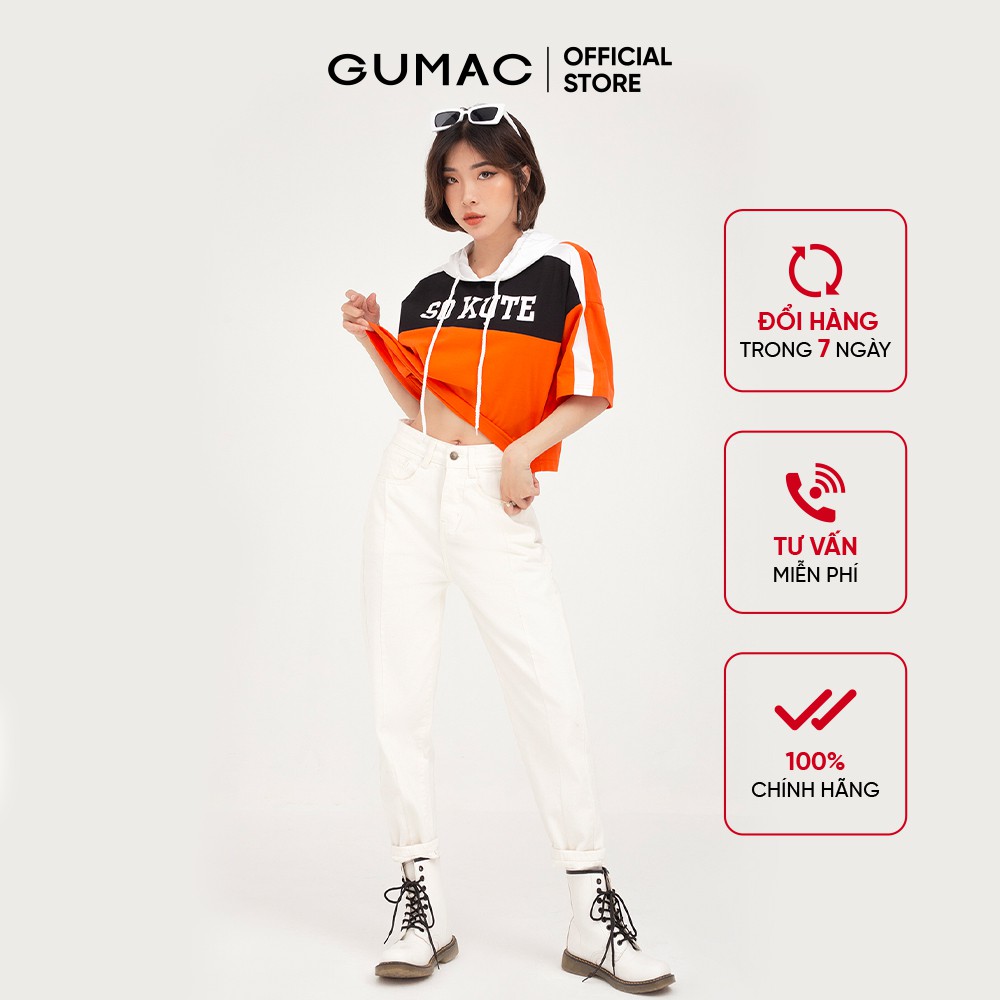 Áo thun nữ phối nón GUMAC phối màu cá tính, phong cách unisex năng động ATB460 | BigBuy360 - bigbuy360.vn