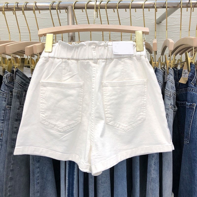 Chân váy denim dáng chữ A lưng cao co giãn tùy chọn màu sắc