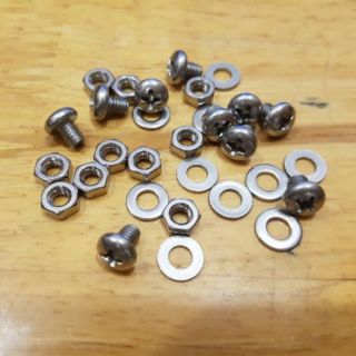 Set 10 bu lông + đai ốc bằng inox 304 M4 x 6mm cho pin LiFePO4 -32650 - Lithium Sắt Photphat (ốc vít, ecu M4)