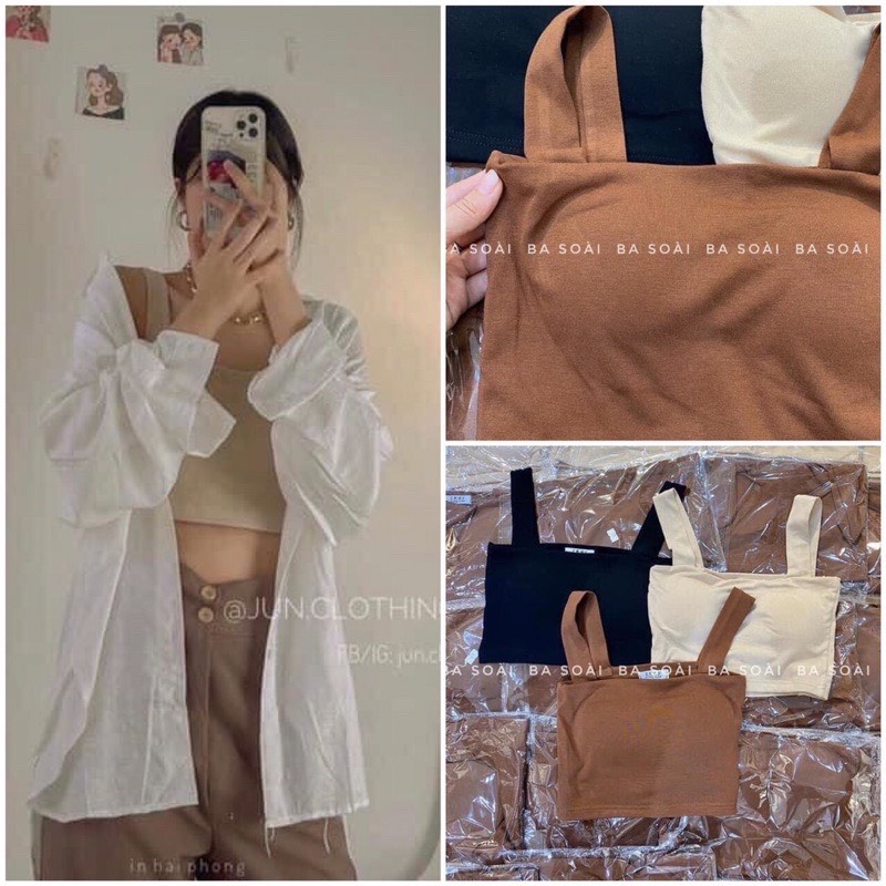 ÁO Bra 2 Dây Croptop Bản To,Cổ Vuông Hai Dây Phong cách Ulzzang Samsam4896