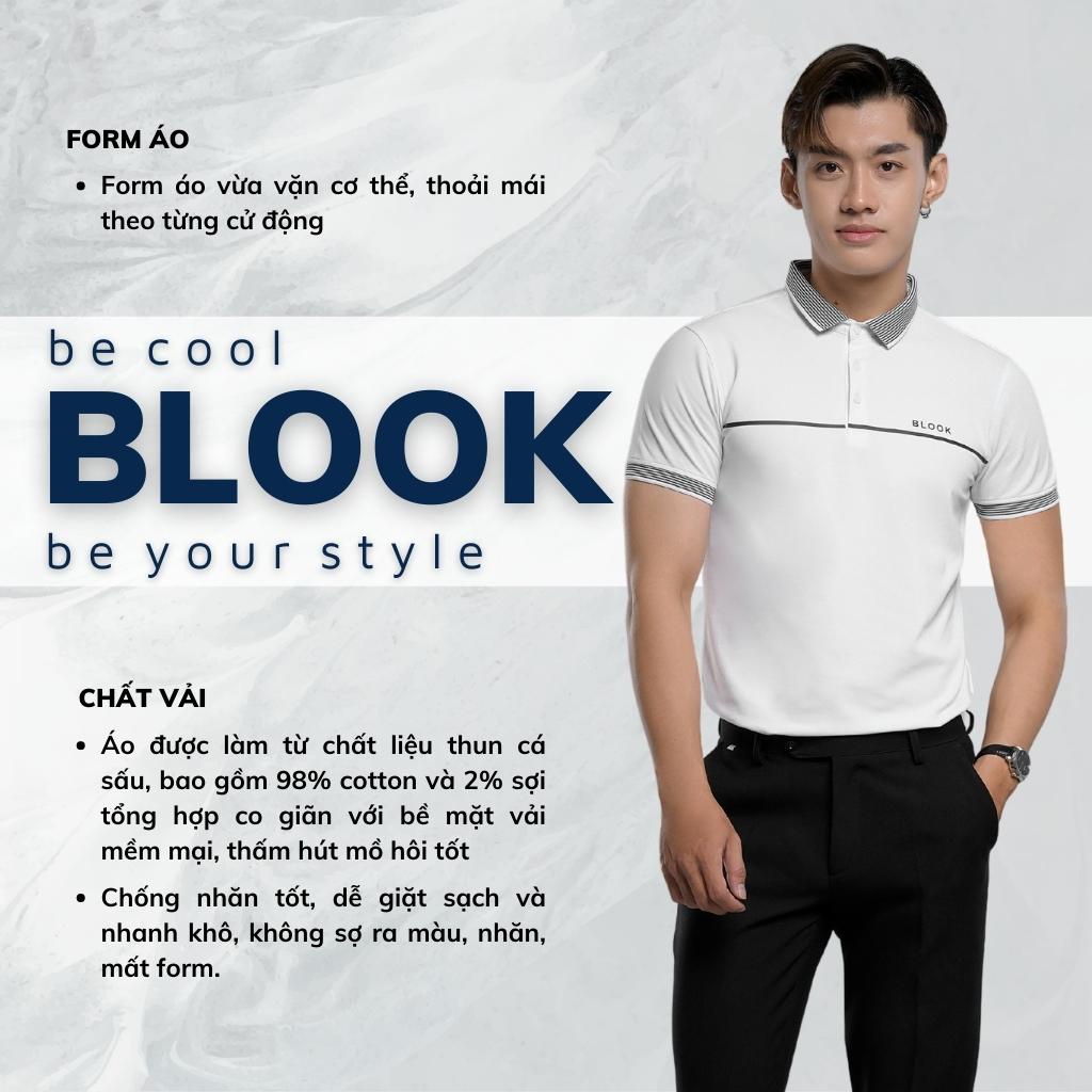 Áo polo nam slimfit BLOOK chất vải thun cá sấu cotton co giản phối kiểu trẻ trung 43833