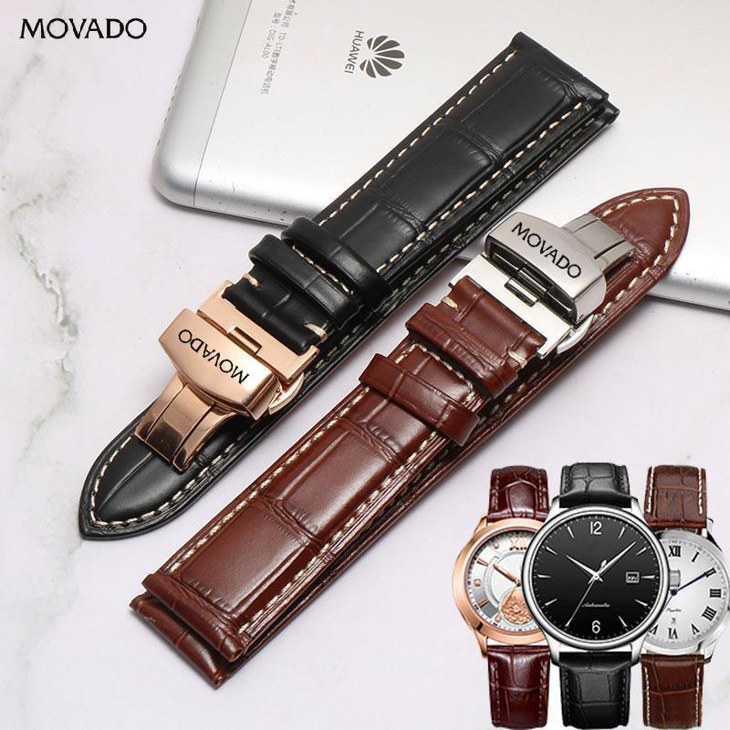 Dây Đeo Đồng Hồ Bằng Da Cá Sấu 21mm Có Khóa Cho Movado Movado