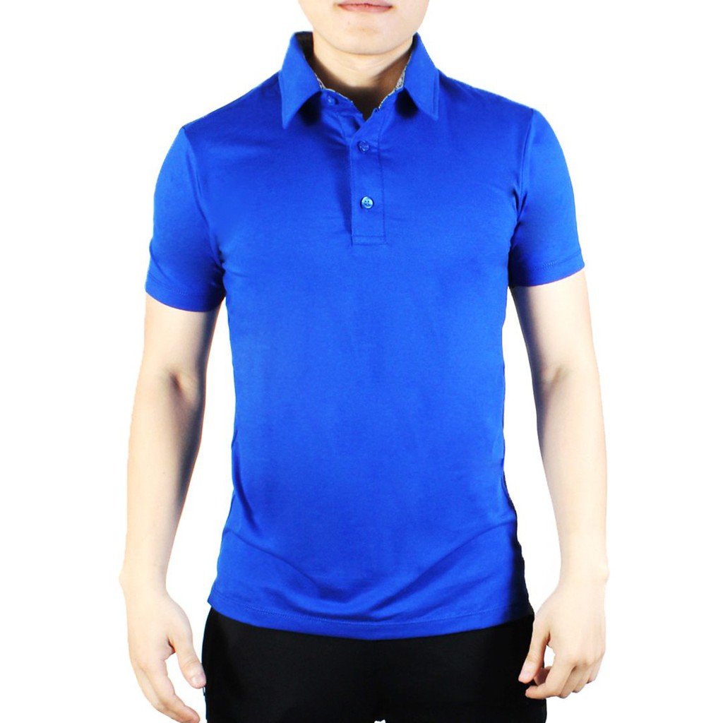 ÁO THUN PO LO MÀU XANH DƯƠNG NAM / NỮ CỘC TAY CỔ BẺ 8KL09