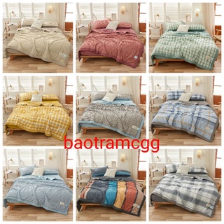 Bộ cotton kẻ tc chăn trần hè mới nhất 2021