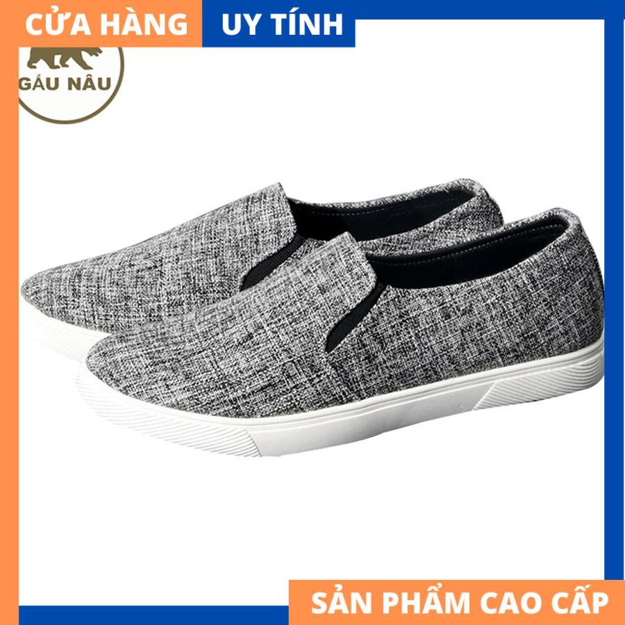 Giày lười vải nam thân nâu đế đen VP214 GấuNâu [HÀNG CAO CẤP] | BigBuy360 - bigbuy360.vn