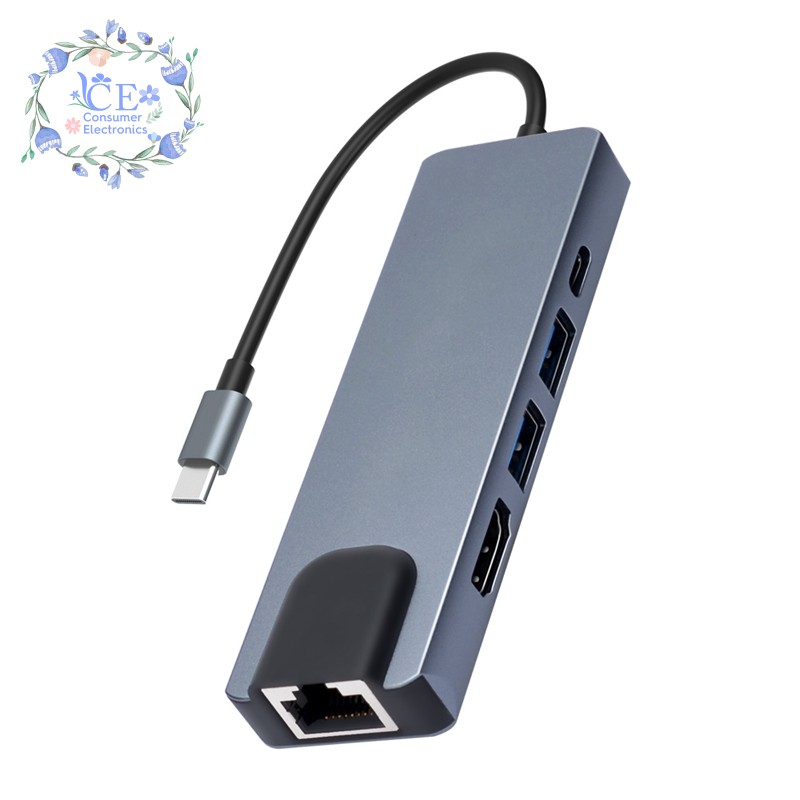 Bộ Chia 5 Trong 1 Usb Type C Hub Hdmi 4k Usb C Hub Ethernet Rj45 Lan Cho Macbook Pro