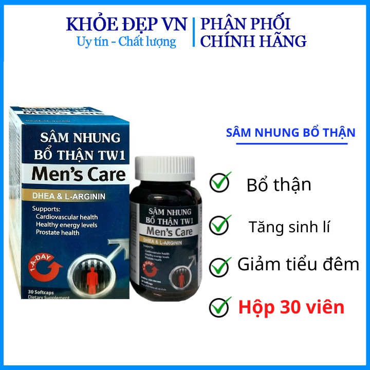 Tăng cường sinh lý nam Sâm nhung bổ thận TW1 MENS CARE kéo dài thời gian quan hệ chống xuất tinh sớm hộp 30 viên