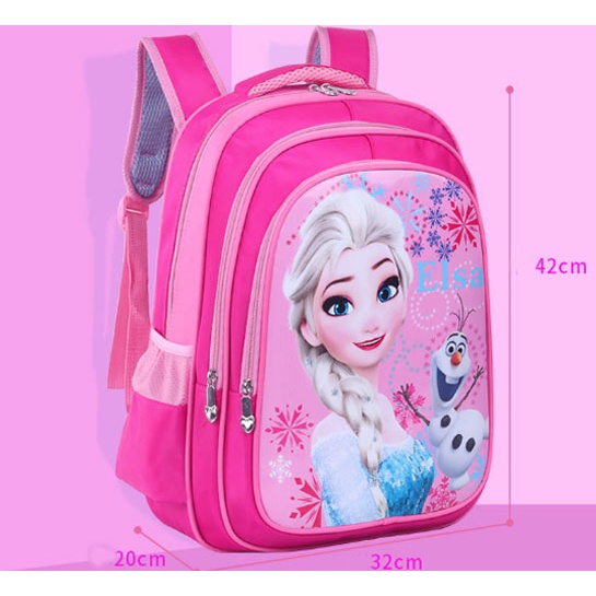 Balo chống gù in hoạt hình 3D Elsa siêu nhân cho học sinh cấp 1 thích hợp cho cả bé trai lẫn gái 42x32x22cm