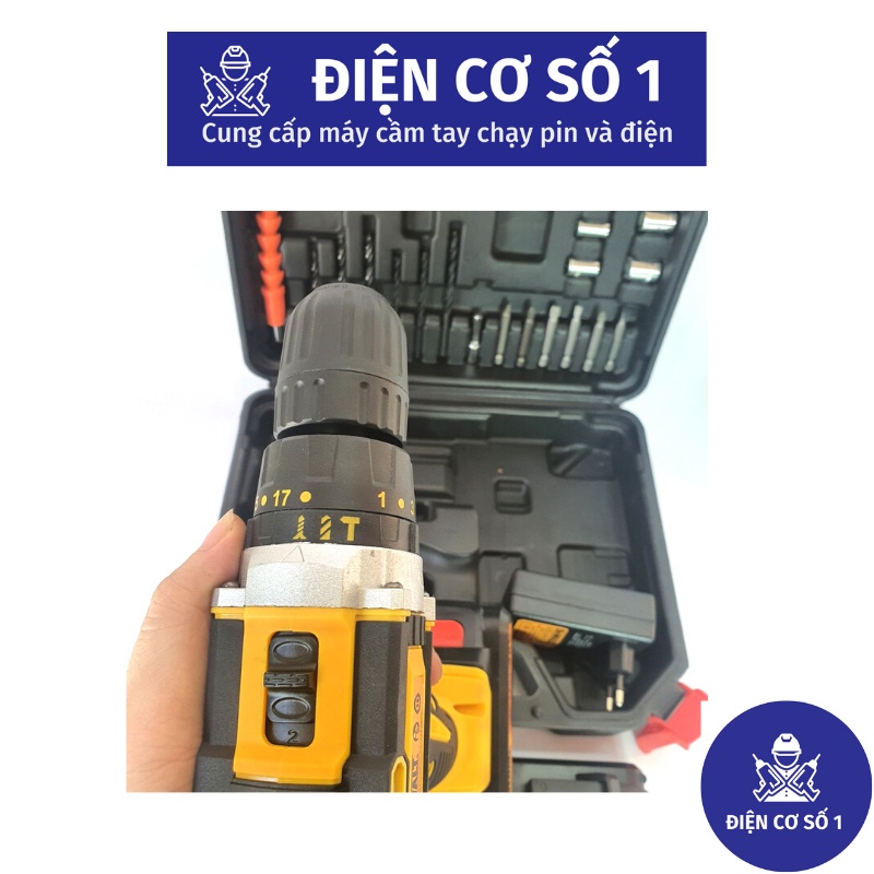 Máy khoan pin DW 3 chức năng, 24 Phụ Kiện, Model 2022, Motor Lõi Đồng 100%