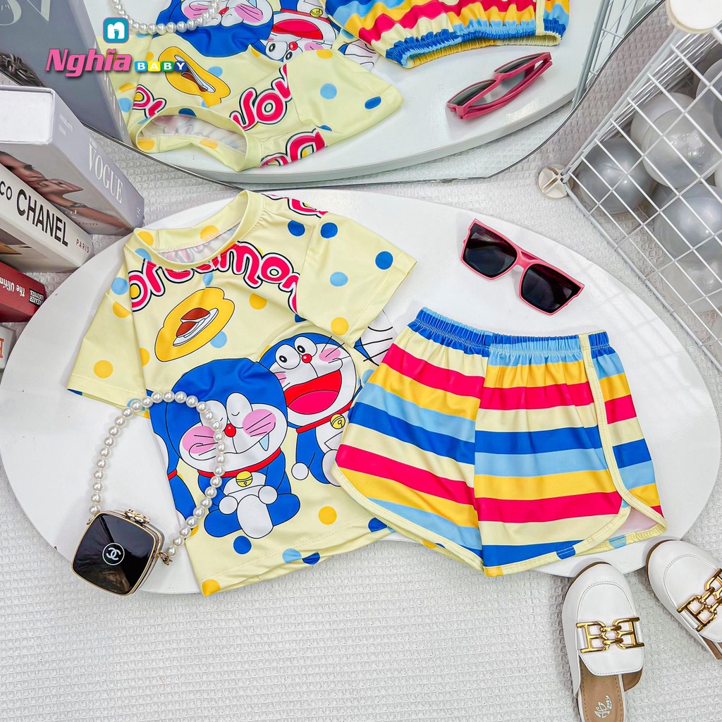 Đồ bộ thun lạnh quần đùi áo ngắn tay NGHĨA BABY dành cho bé gái từ